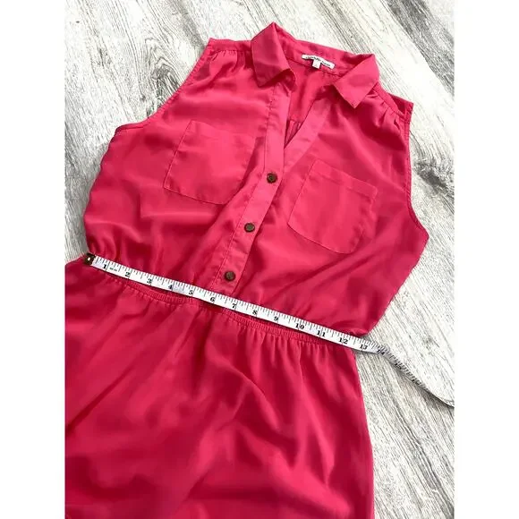 Charlotte Russe Fuchsia Pink Button Up Sleeveless Mini Dress Small S Bright - Picture 12 of 13